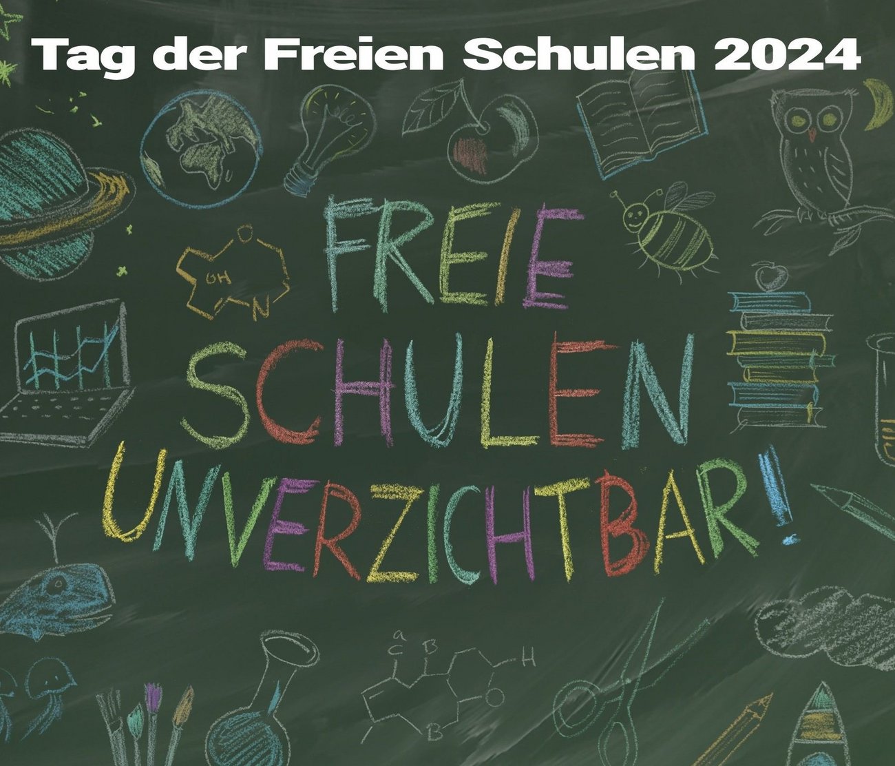 Tafel mit buntem Schriftzug